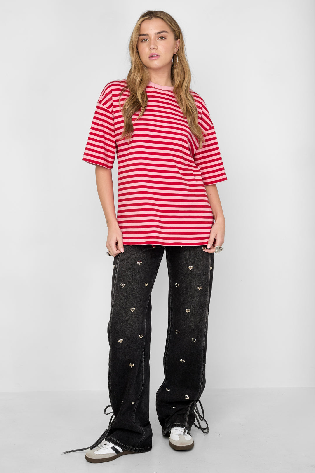 Stripe Tee in rosa-rot