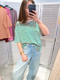 Stripe Tee in grün-hellrosa